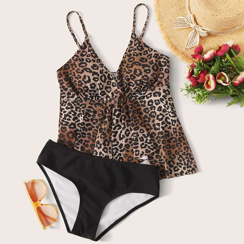 

Leopard Top With Panty Tankini, Multicolor