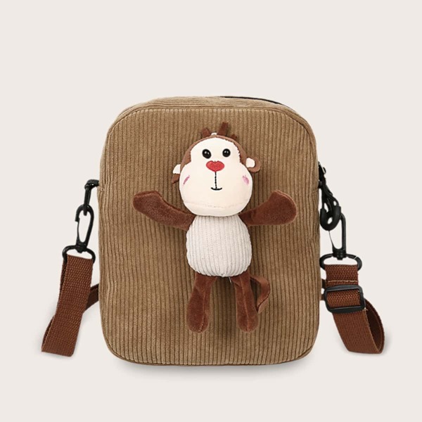 

Girls Toy Decor Corduroy Crossbody Bag, Brown