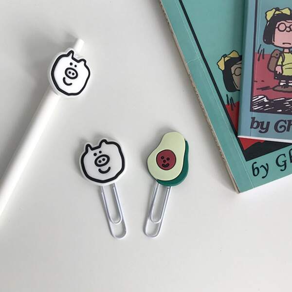 

3pcs Avocado & Cute Pig Design Paper Clip