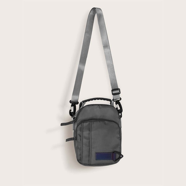 

Men Reflective Patch Crossbody Bag, Grey
