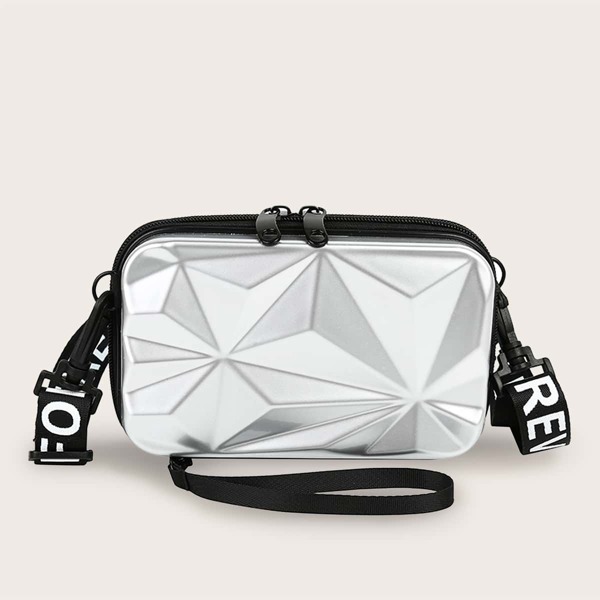 

Girls Letter Graphic Strap Box Bag, Silver