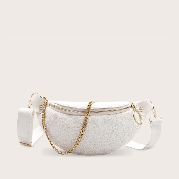

Girls Faux Shearling Fanny Pack, White