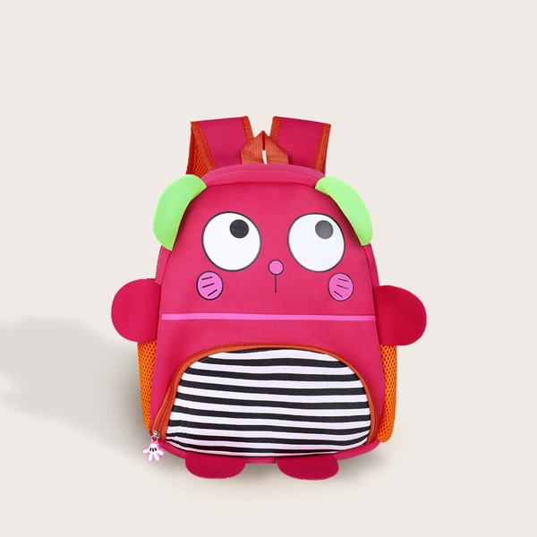 

Girls Striped Pocket Front Backpack, Pink bright