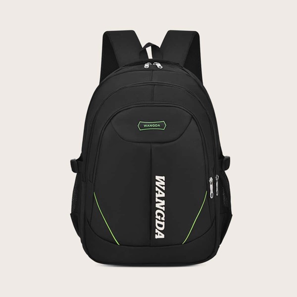 

Men Letter Graphic Curved Top Backpack, Black