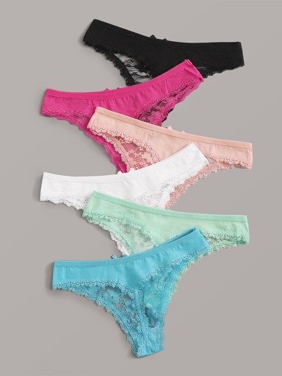 6 paquetes Conjunto de ropa interior de lencería transparente con encaje floral
