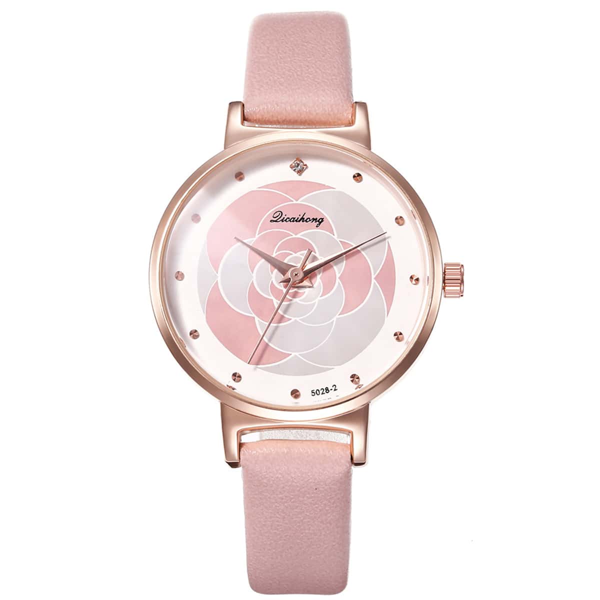 

Rhinestone Decor Rose Pattern Dial Watch