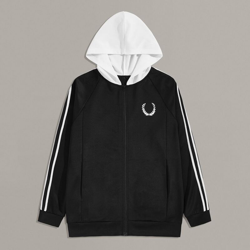 

Guys Side Stripe Contrast Hooded Jacket, Black