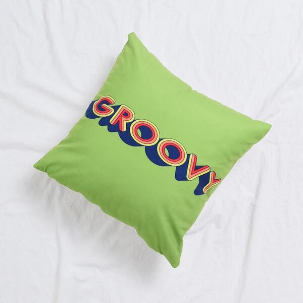 

Slogan Graphic Cushion Cover, Green