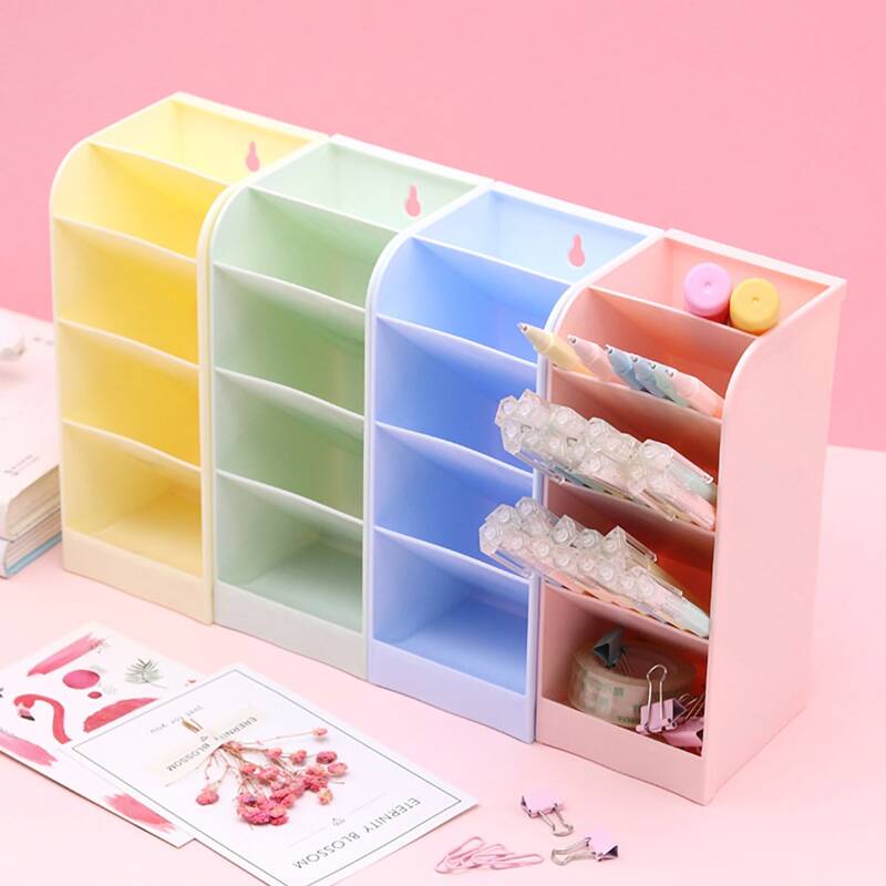 

1pc 5 Grid Solid Pen Holder, Multicolor