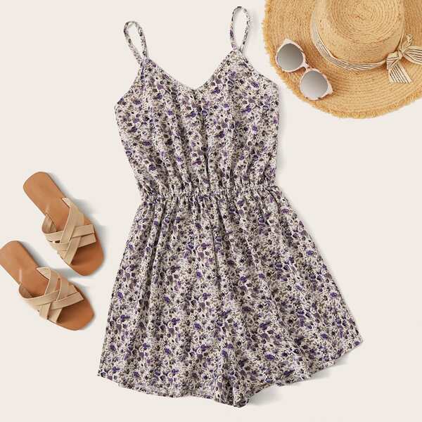 

Ditsy Floral Print Cami Romper, Multicolor