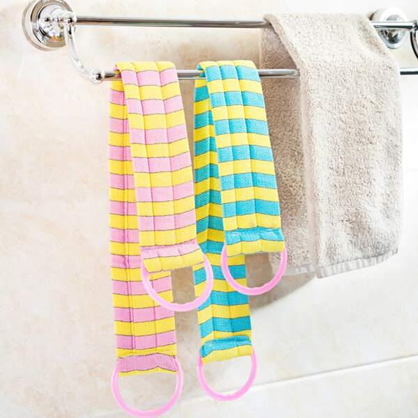 

1pc Random Color Striped Exfoliating Bath Strip, Multicolor