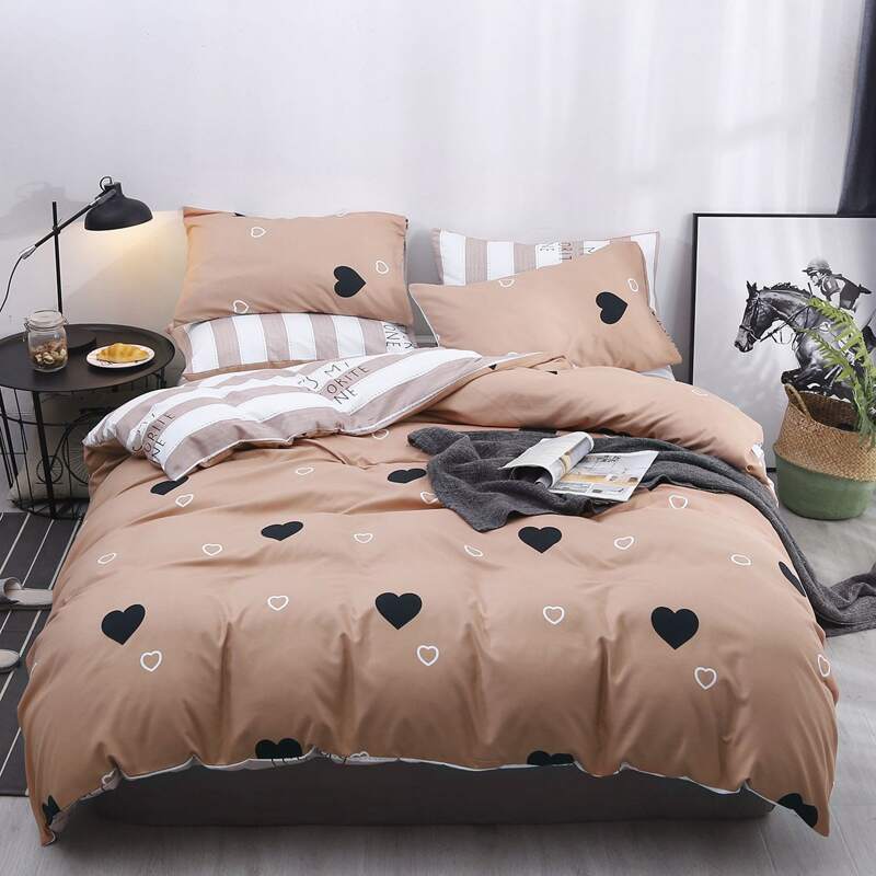 

Heart Print Sheet Set, Coffee