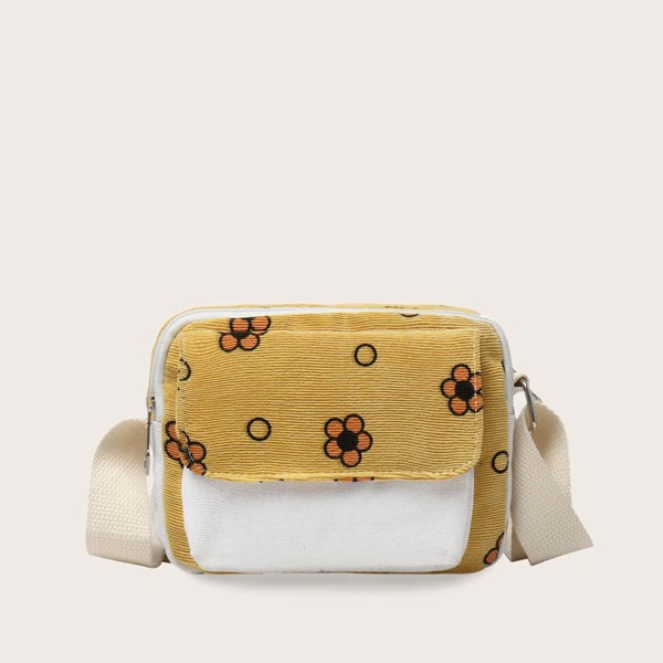 

Girls Floral Graphic Crossbody Bag, Yellow