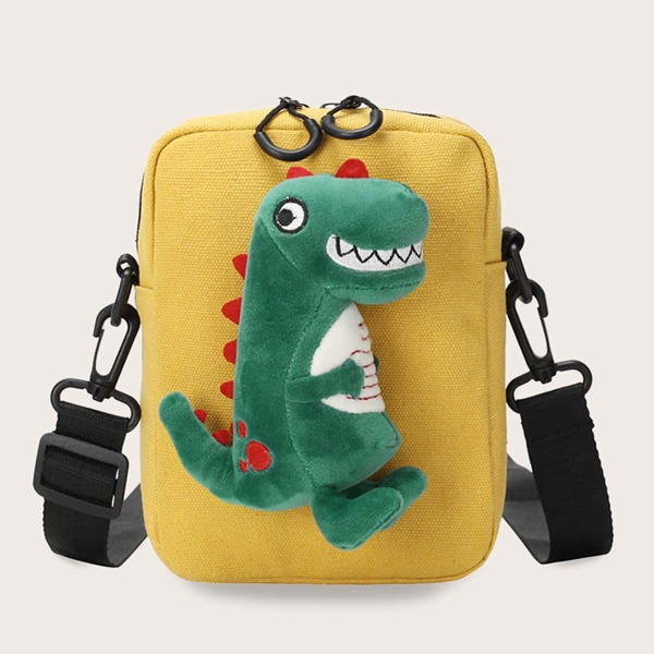 

Girls Dinosaur Decor Canvas Crossbody Bag, Yellow