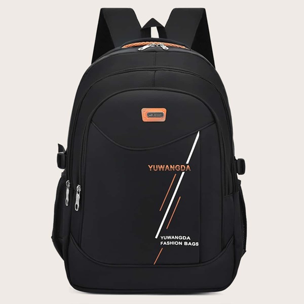 

Men Letter Graphic Backpack, Black