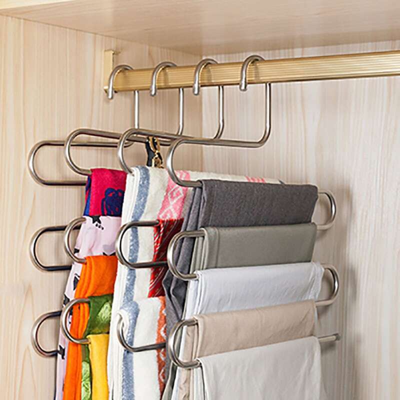 

1pc Stainless Steel S Shape Closet Trousers Rack