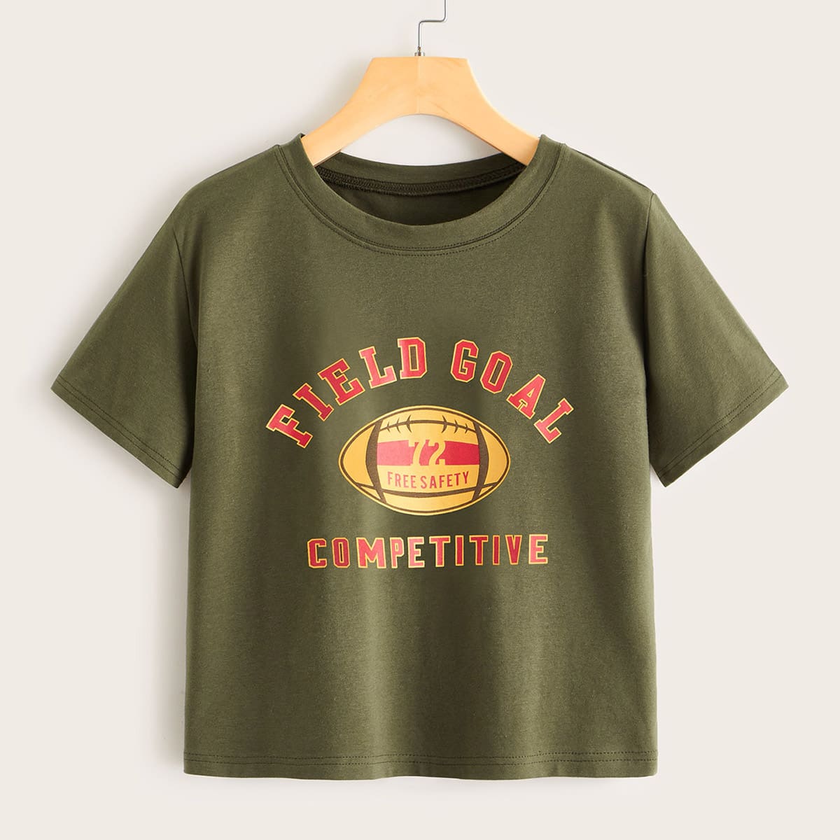 

Letter Graphic Crop Tee, Army green