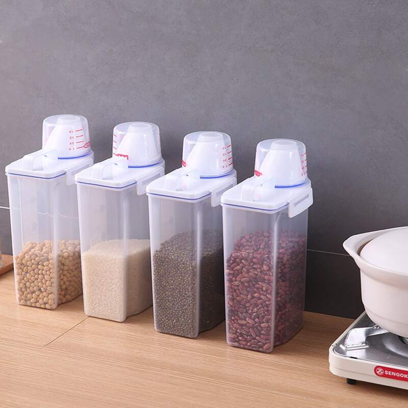 

1pc Kitchen Transparent Storage Tank With Measuring Cup