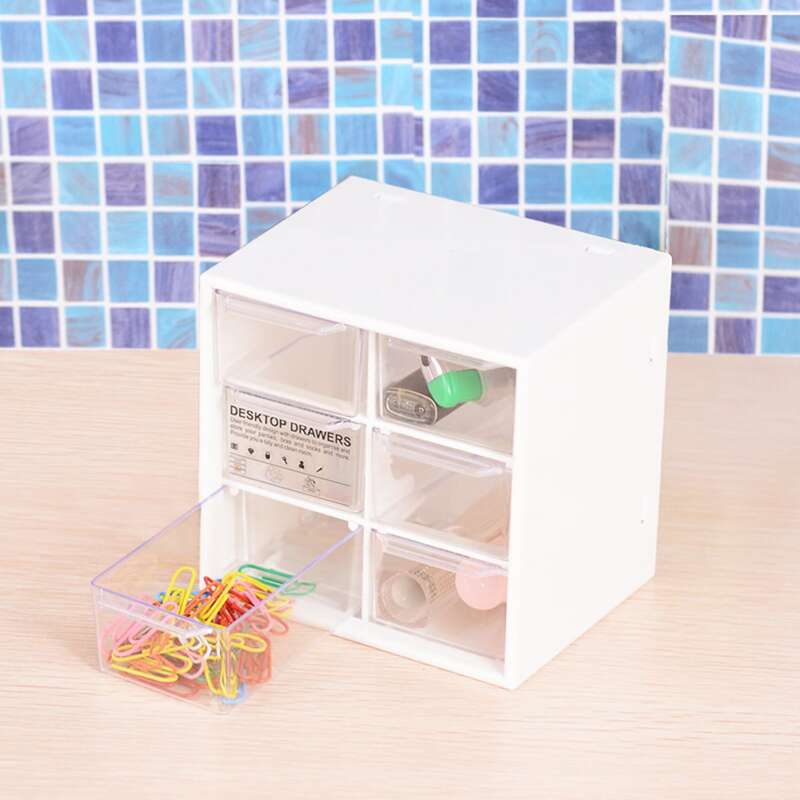 

1pc Desktop Drawer Design Storage Box, Black and white