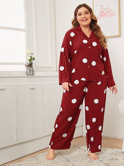 Plus Polka Dot Pajama Set
