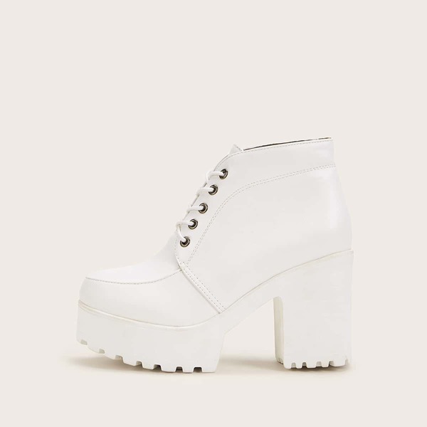 

Lace-up Front Platform Chunky Boots, White