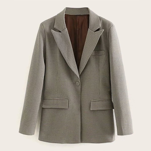 

Lapel Neck Single Button Blazer, Brown