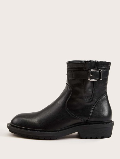 Buckle Decor Side Zip Boots