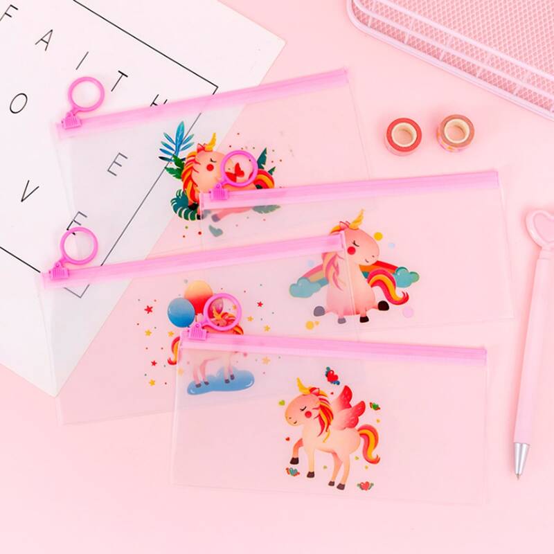 

1pc Cartoon Unicorn Print Transparent Pencil Case