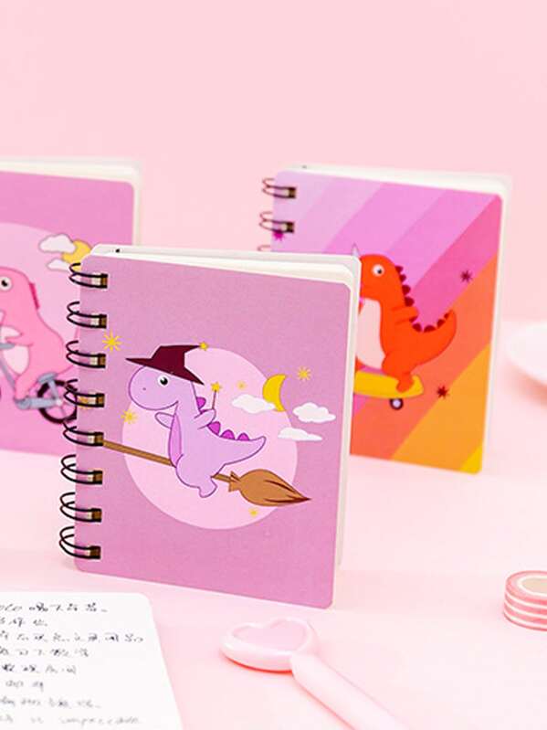 

1pack Cartoon Dinosaur Print Cover Spiral Notebook