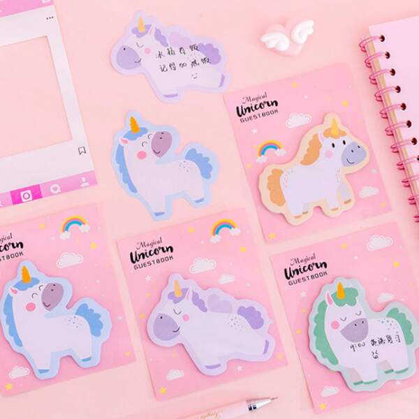 

30sheets Cartoon Unicorn Shape Sticky Note