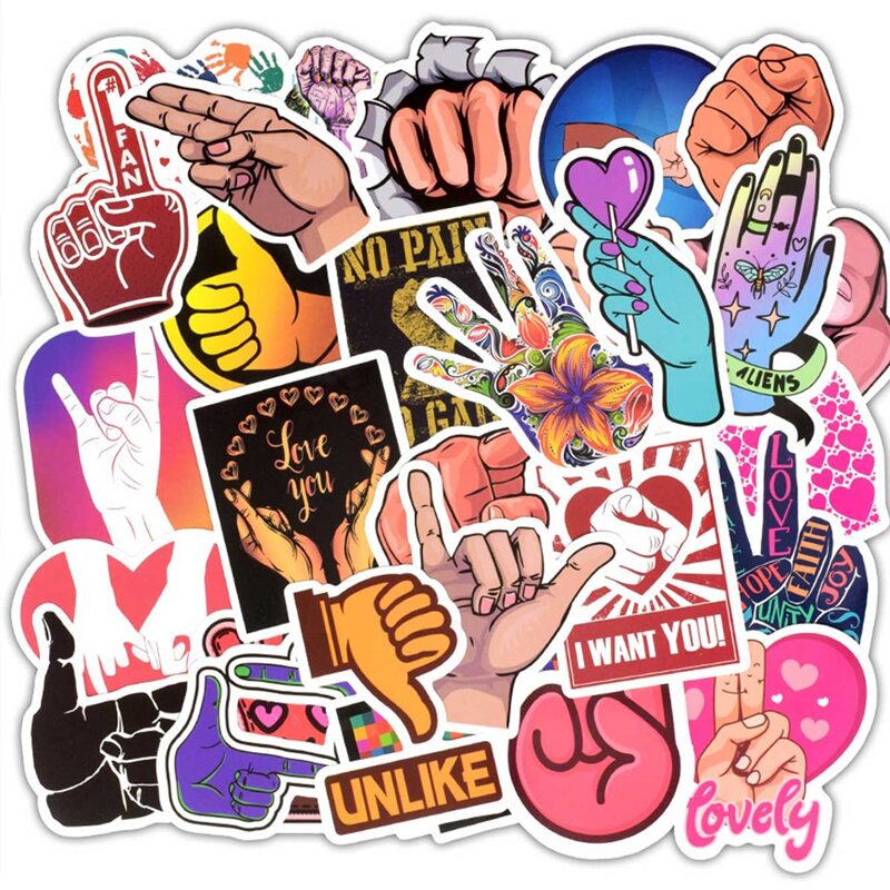

50pcs Gesture Print Sticker