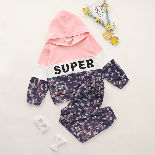 

Toddler Girls Ditsy Floral Letter Graphic Hoodie & Sweatpants, Multicolor