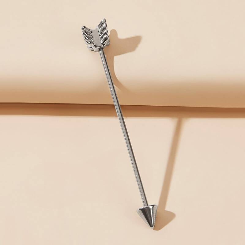 

1pc Arrow Design Umbilical Ring, Silver