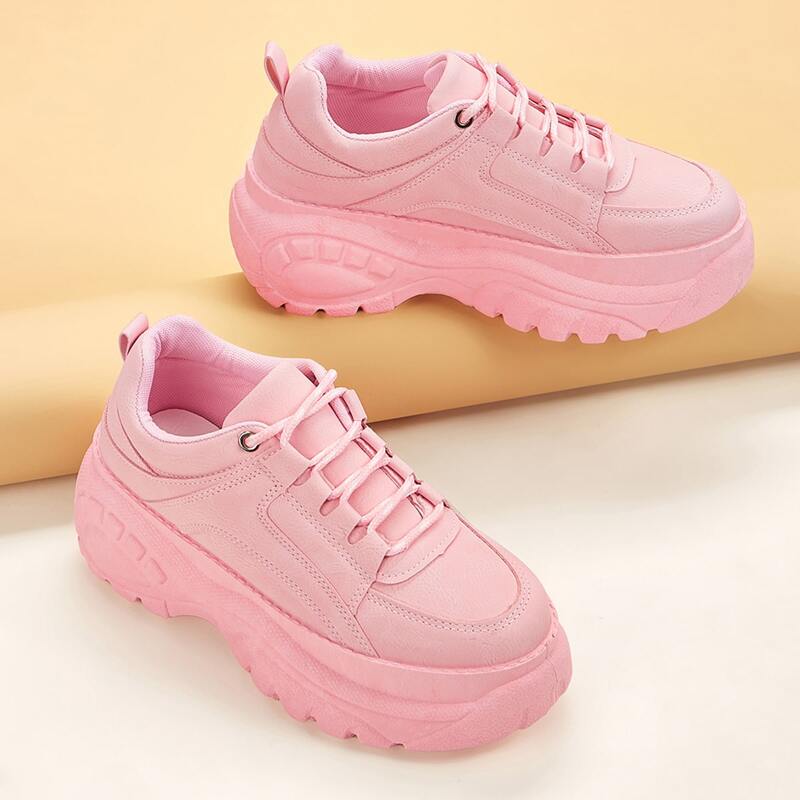 

Lace-up Front Chunky Sneakers, Pink