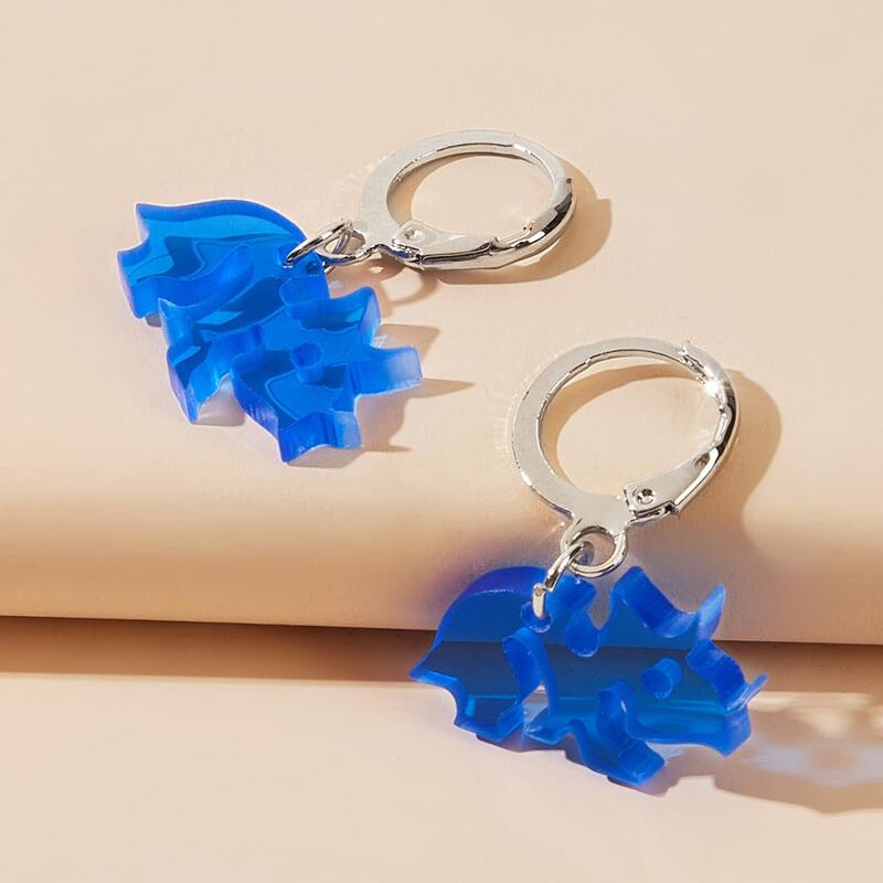 

1pair Dinosaur Drop Earrings, Blue
