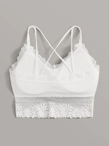 Floral Lace Crisscross Bralette Lingerie - White - View 2