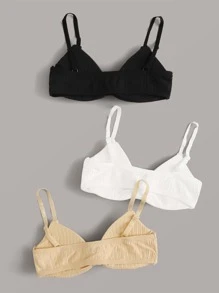 3pack Solid Adjustable Strap Bra - Multicolor - View 2