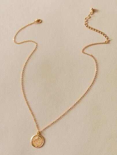 Collar con diseño grbado con rosa 1 pieza