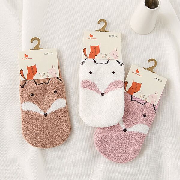 

3pairs Baby Cartoon Graphic Socks, Multicolor