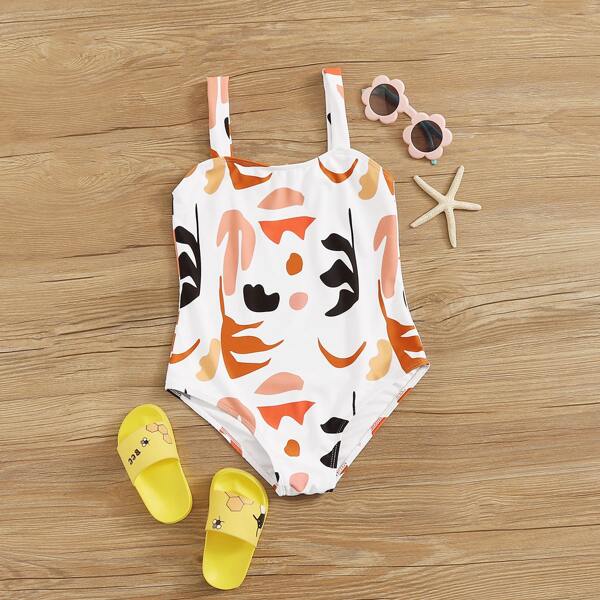

Girls Graphic One Piece Swimwear, Multicolor