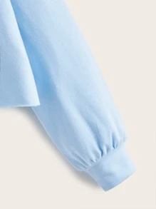 SHEIN 女孩落肩素色套頭衫 - 淺藍色 - 查看 3