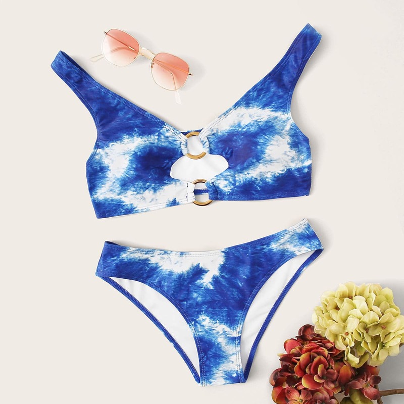 

Ring Linked Tie Dye Bikini Set, Multicolor