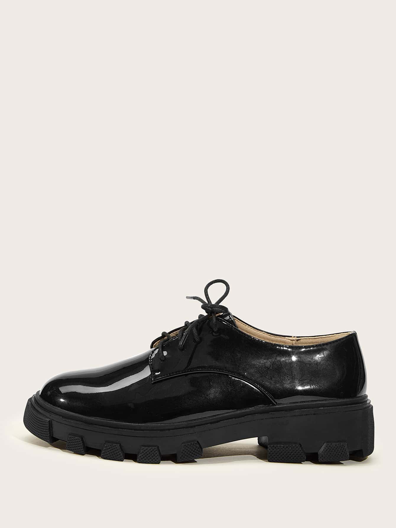 Patent Lace-up Front Flats pictures