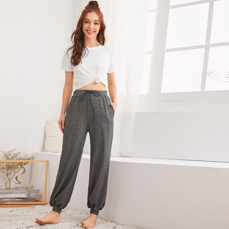 

Two Tone Knot Front PJ Set, Multicolor