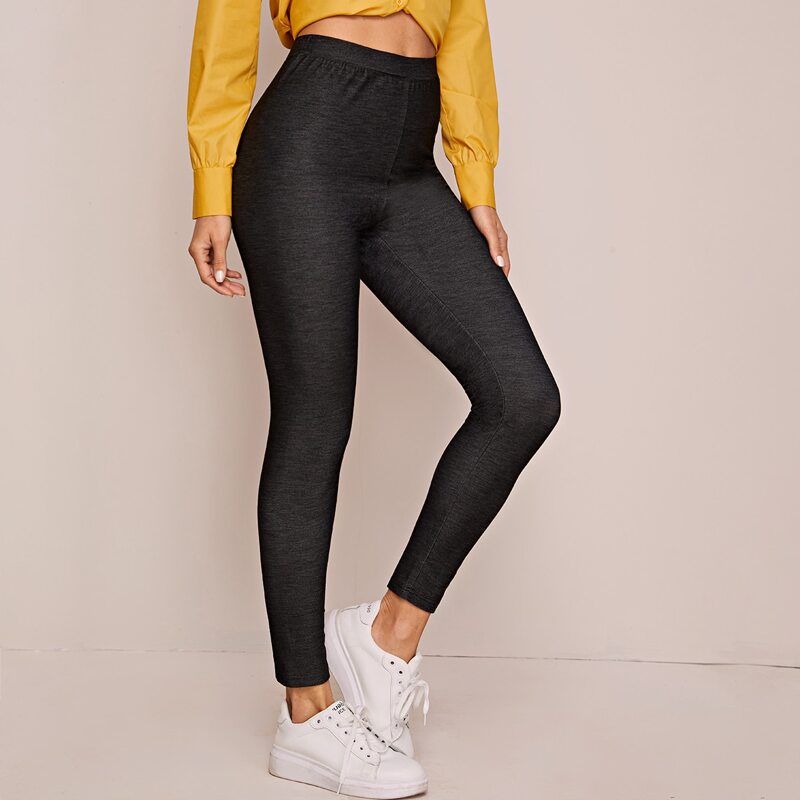 

Solid Crop Leggings, Black