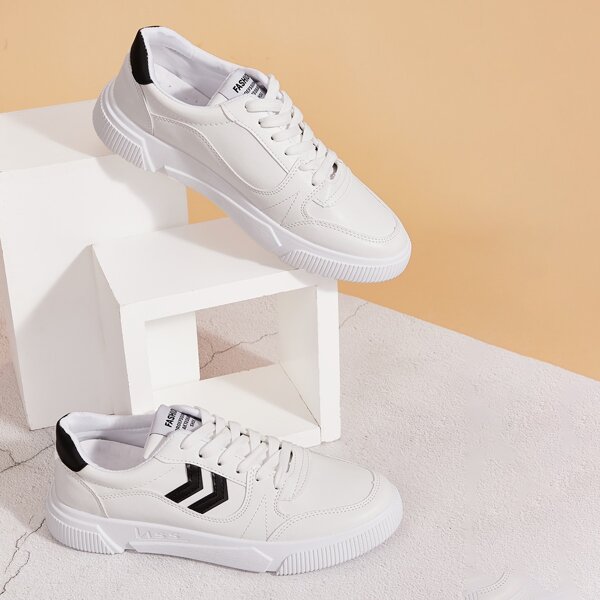 

Men Chevron Lace-up Front Sneakers, White
