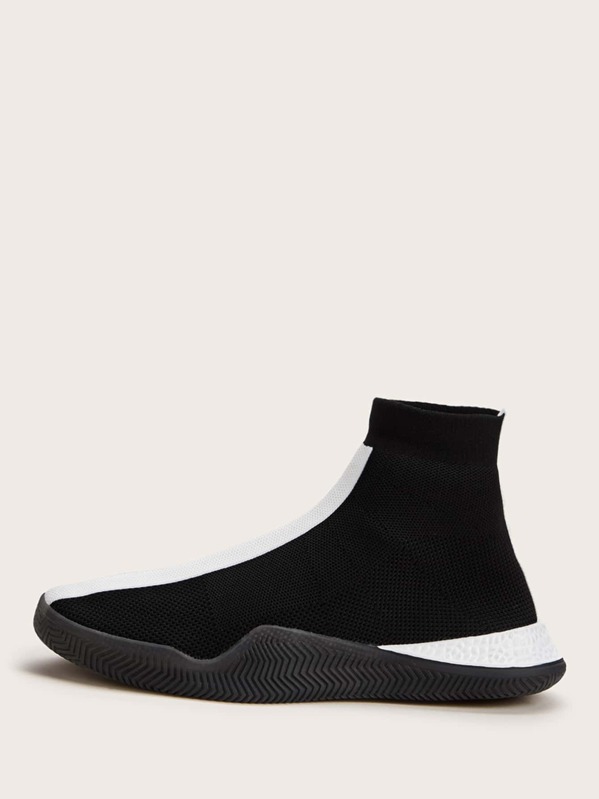 

Men Two Tone Slip On Sneakers, Black and white