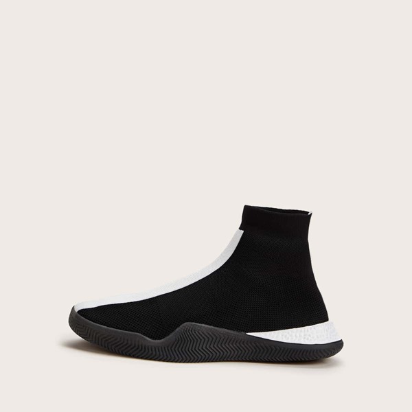 

Men Two Tone Slip On Sneakers, Black and white