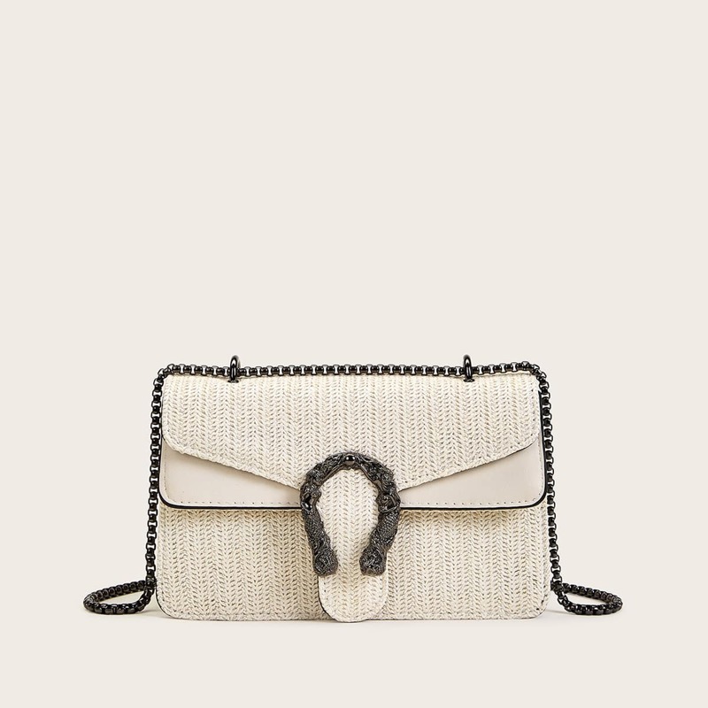 

Woven Chain Crossbody Bag, White