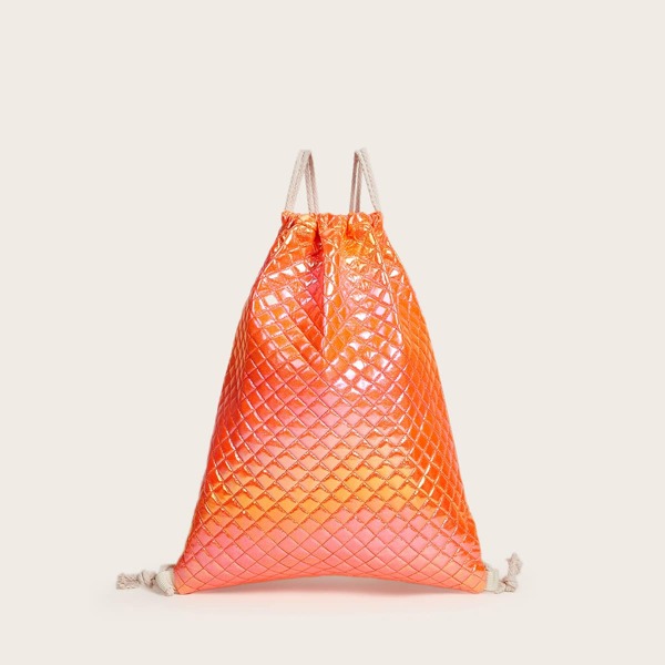 

Quilted Backpack With Drawstring, Orange